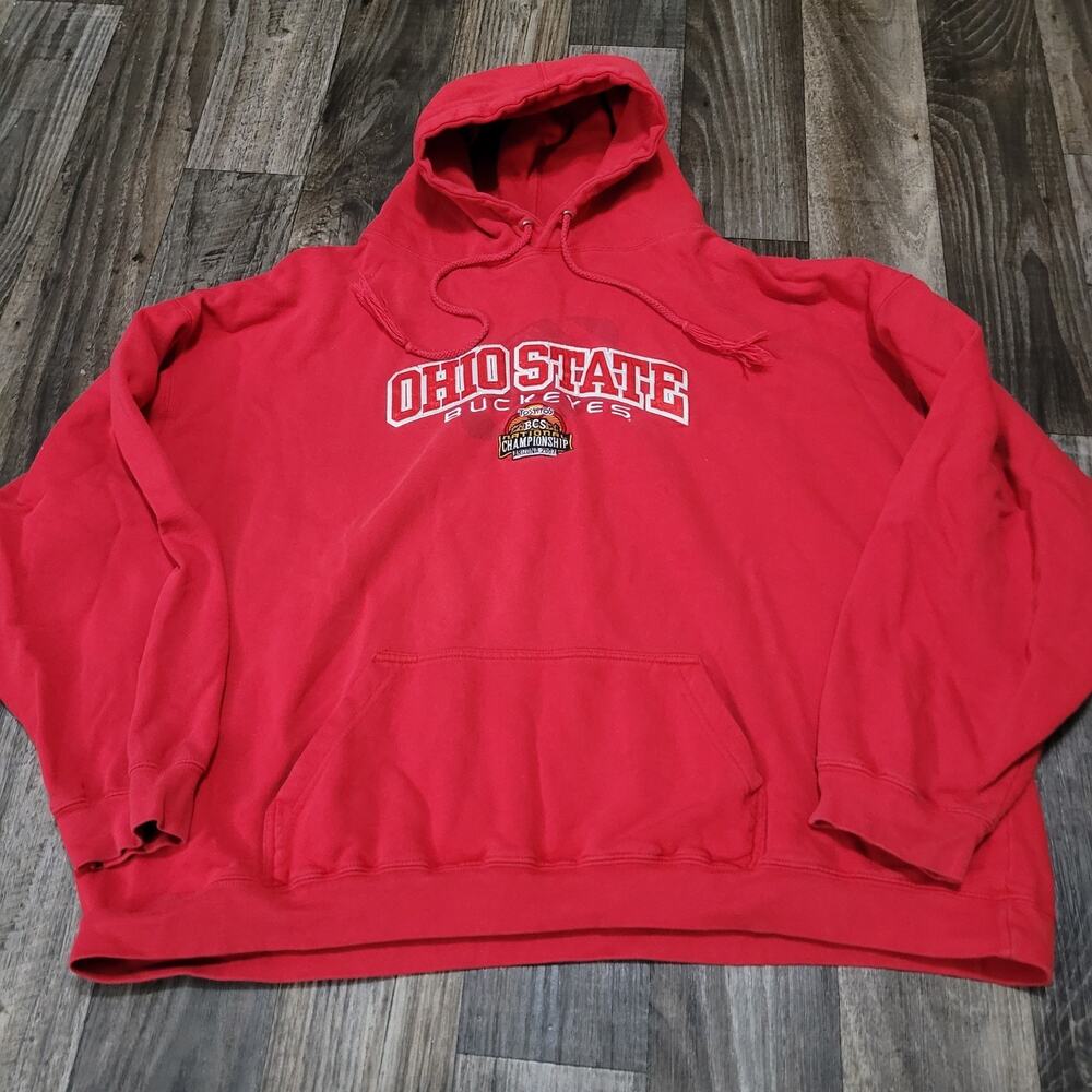 Y2K Ohio State Buckeyes Hoodie Sweatshirt Mens 2XL Red 2007 NCAA Championship‎